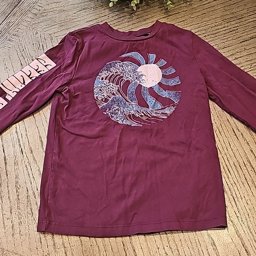 Boys burgendy long sleeve shirt size S 6/7